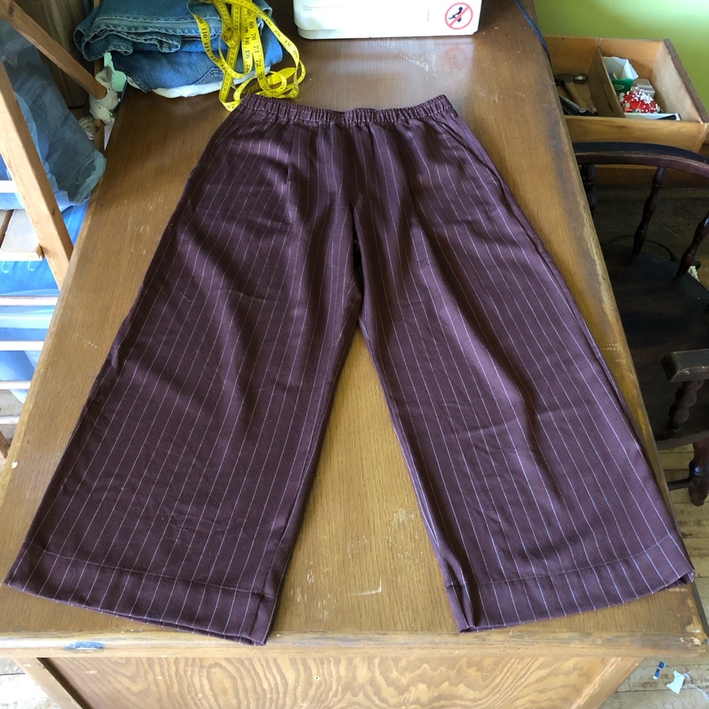 100% Wool brown elastic waist trousers - handmade - Picture 3 of 13
